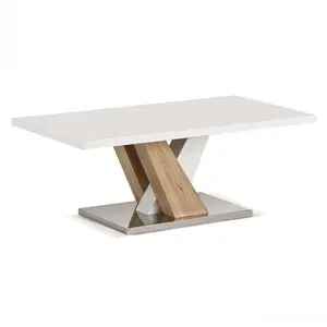 거실 가구 백색 높은 광택 MDF 정상 및 X 모양 구조 백색 커피용 탁자 엔드 테이블