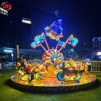 Manège de parc d'attractions : Moto Rotative, Petit Manège Mobile pour Enfants, 6 Véhicules, 3 Personnes par Véhicule