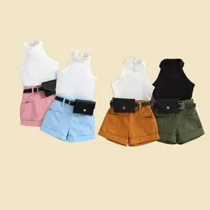 Baby Girl Top And Shorts Korean Kids Clothes Wholesale Baby Girl Kids Fashion Clothes Sets Summer wear