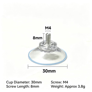FE-A001M4 M5 M6 Transparent PVC Suction Cup with Screw and <strong>Nut</strong>, 30mm 34mm Strong Vacuum Suction Cup Hook for Glass <strong>Tile</strong> Smooth - Product Image 2