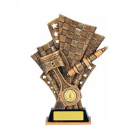 Trofeo de Karting Weivista de Resina Ecológica en Bronce Antiguo con Base de Mármol, Premio para Torneos de Carreras