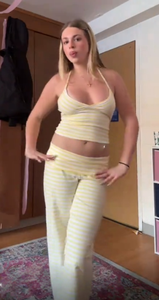 2026 Y2K Women Clothing Summer <strong>Sets</strong> Cotton <strong>Knit</strong> Strips Women 2 Pieces <strong>Set</strong> Crop Top Tank with Flare Pants Loungewear Women <strong>Sets</strong> - Product Image 4