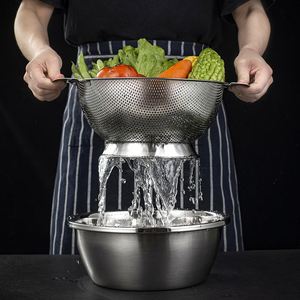 Yurtrain Stainless Steel Kitchen Strainer Colanders Set Fruit Vegetable Drain Wash <b>Storage</b> <b>Basket</b> Metal Drain <b>Basket</b> - Product Image 1