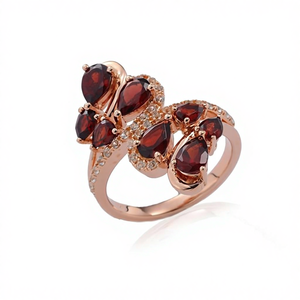 แหวนวินเทจประดับหยกและพลอยแกรนเนตธรรมชาติ พร้อมแซฟไฟร์สังเคราะห์สีขาว จากคอลเลคชั่น Counterattack Series - Product Image 1