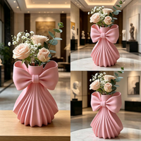 Nouveau Vase Moderne en Plastique Rose avec Nœud 2026 pour Salon, Décoration Intérieure Haut de Gamme, Composition Florale pour Bureau