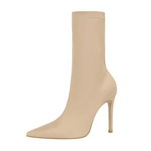 Botas simples de mujer stiletto súper de tacón alto sexy club nocturno pedicura era fina puntiaguda stretch tacones altos botas para niñas - Product Image 3