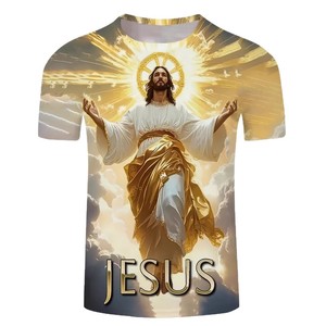 Camiseta de Hombre con Estampado de Jesucristo, Manga Corta, Corte Regular, Impresión por Sublimación, Logotipo Frontal, Ropa Casual de Verano - Product Image 5