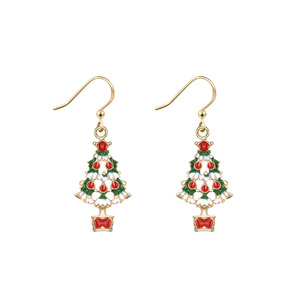 Nouveaux bijoux de noël créatifs boucles d'oreilles en métal émaillé dessin animé mignon noël père noël arbre Elk boucles d'oreilles cadeau de vacances boucles d'oreilles - Product Image 4
