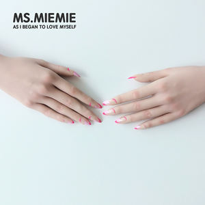 Ms.Miemie 24 pièces de faux ongles réutilisables en ABS, style stiletto, vente en gros, longs, pointe française, néon, géométriques, mignons, colorés, artificiels - Product Image 3