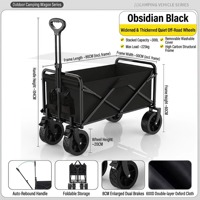 Chariot pliable d'extérieur, chariot de camping pliable, chariot de plage avec freins, chariot portable pour pique-nique, jardin, courses, OEM personnalisé