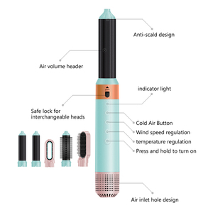 MESKY 6 en 1 Plancha de pelo profesional 110/240V 1350W Potencia Eléctrica Calentamiento rápido Peine de aire caliente - Product Image 5