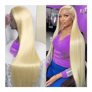 Wholesale Cheap Peruvian 613 Full Lace Wig with Baby Hair Glueless Blonde Hair Wig Transparent 13x4 Lace Front Wig Human Hair
