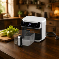 Friteuse à air visible en verre 5,5 L avec écran tactile, 8 programmes prédéfinis, sans huile, format familial, facile à nettoyer, pour la cuisine domestique