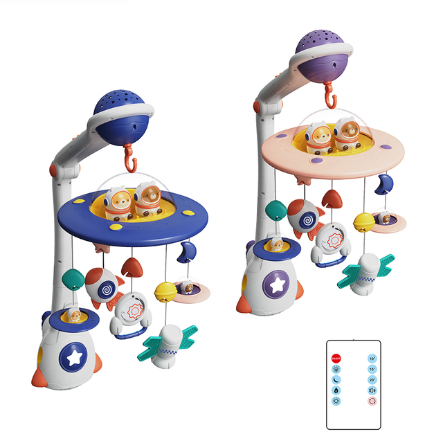 Baby Remote Control Projection Space Eight Key Rotating Music Mobile Bed Bell Toys