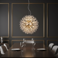 Fleur Boule Pendentif Lumière Lustre Pissenlit Cristal Belle Conception Grande Taille CE Moderne Contemporain 80 Long Tube Lumière Nordique 120