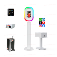 Photobooth économique à installation facile avec application et télécommande, éclairage d'ambiance LED RGB à double contrôle, avec flight case pour événements