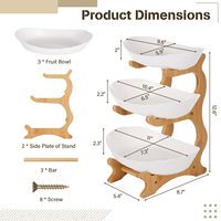 Support en bambou robuste et durable, ensemble de 3 paniers à fruits, grande corbeille à fruits, plateau de service pour le rangement des légumes, pour le comptoir de cuisine