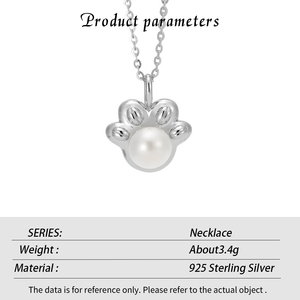 Hot-Selling Wholesale S925 Sterling <b>Silver</b> Round Freshwater Pearl Cat's Paw <b>Necklace</b> – Fashionable Women's Jewelry - Product Image 6