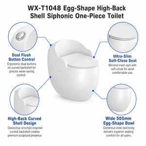 Nouvelle toilette innovante intégrée de type <span class=keywords><strong>fauteuil</strong></span>, en forme d'œuf, à siphon, silencieuse, anti-éclaboussures et anti-obstruction. - Product Image 5