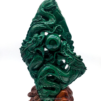 Vente en gros de cristal naturel sculpture unique en malachite verte dragon en cristal artisanat malachite dragon animal pour la décoration