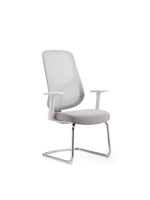 Fauteuil de bureau ergonomique pivotant moderne JOHOOFURNITURE en tissu blanc avec repose-pieds, réglable et de haute qualité pour la réception