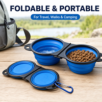 Bol carré pliable en silicone pour animaux de compagnie - Portable pour les voyages et l'extérieur