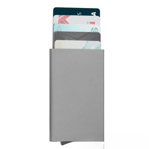 Porte-cartes automatique en cuir véritable pour homme, avec blocage RFID, étui pour cartes de crédit en aluminium - Product Image 4