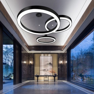 Lámpara Colgante LED Redonda Moderna de 600mm 1200mm, Negra, para Decoración de Centros Comerciales, Lámparas Colgantes y de Techo - Product Image 2