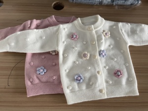 Ropa de Otoño al Por Mayor Abrigo Cálido para Niños Suéter de Bebé Cárdigan de Punto con Flores Florales 3D para <span class=keywords><strong>Niñas</strong></span> Pequeñas - Product Image 4