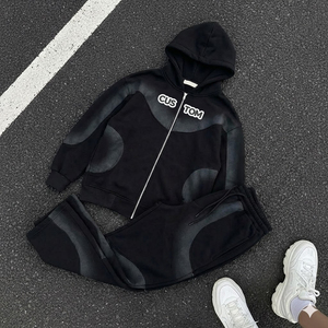 Set Felpa con Cappuccio Oversize Personalizzata di Alta Qualità con Mezza Cerniera e Stampa Serigrafica per Uomo - Product Image 1