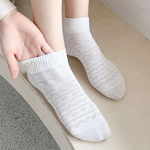 <b>White</b> Women's Ankle Socks Polyester Cotton Breathable Sweat Absorbing Bow Pattern Spring Summer Autumn Casual Low Cut Style - Product Image 5