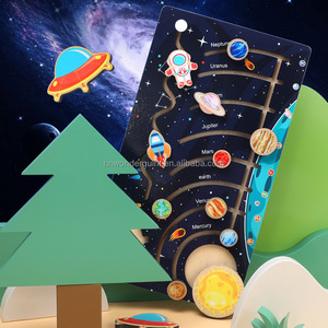 Kids Wooden <strong>Solar</strong> <strong>System</strong> Puzzle 3D Galaxy Space Maze Educational <strong>Toy</strong> for 0-24 Months &amp; 2-3 Years 40x22x1cm Eco-Friendly Paint - Product Image 1