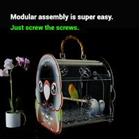 RCOM Huangjie Perroquet Équipement Design Créatif avec Plusieurs Motifs Vivid Engaging 360 ° Panoramique Vue Cage Acrylique