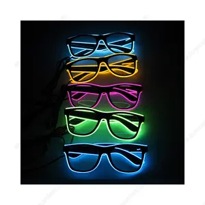 Custom Logo Flashing Led El Light Up Sunglasses Party Supplies Wire Glowing Luminous Novelty Gift In Dark Neon Kids Glow Glasses