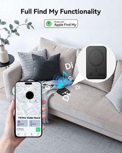 Portefeuille RFID personnalisé pour cartes de visite intelligentes avec fonction de localisation, traceur de puce, portefeuille fin en cuir PU MagSafe pour iPhone - Product Image 4