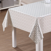 Nappe en PVC RNPT avec motif à carreaux répétitifs et support en tissu pour tables à manger
