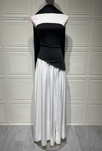 OUDINA <span class=keywords><strong>Abito</strong></span> <span class=keywords><strong>Lungo</strong></span> Estivo da Donna, Stile Europeo, Casual, Monospalla, Tinta Unita, con Spacco e Schiena Scoperta - Product Image 5