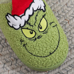 Chaussons d'intérieur en fourrure pour couples, style dessin animé Grinchmas Green <span class=keywords><strong>Grinch</strong></span>, design de Noël, en stock, prêts à être expédiés - Product Image 3