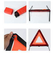 Outils d'urgence pour véhicules, triangle de signalisation de voiture en matériau ABS réfléchissant prismatique haute intensité avec support de stationnement à trois pieds