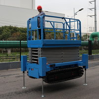 Plateforme de travail élévatrice électrique automotrice 6-18m, à batterie, hydraulique, mobile, sur chenilles, pour extérieur, type ciseaux