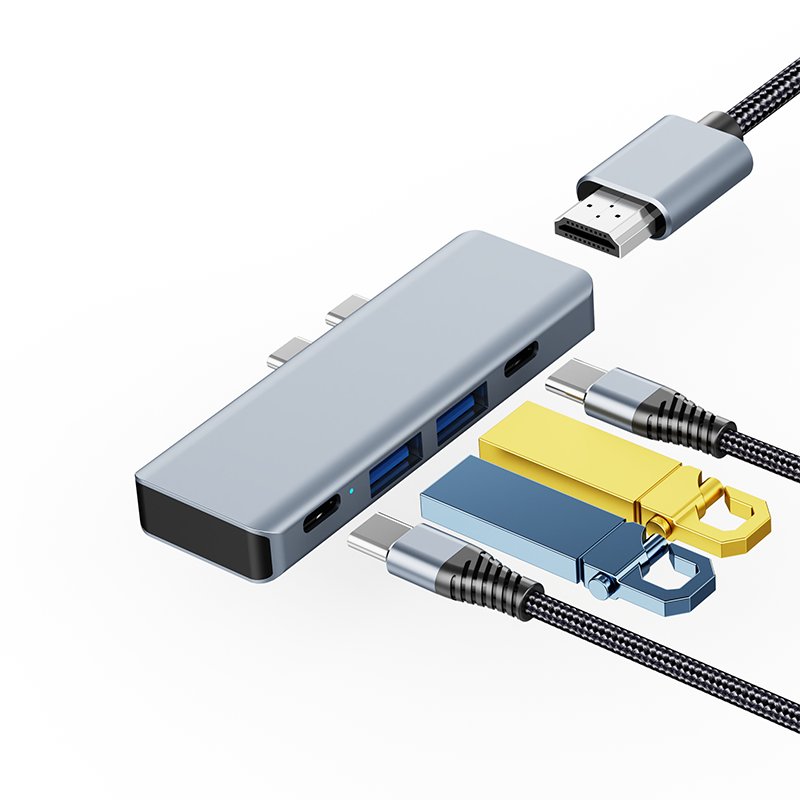 USB-концентратор 5 в 1 для Macbook 4K HDTV Thunder 3 PD 100 Вт, USB-концентратор с портом для зарядки, адаптер USB 3,0 типа C