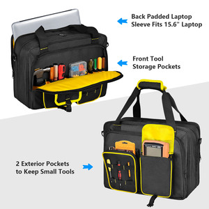 Tool Messenger Bag 44.5x40x8.5cm Multi Compartment Water Resistant Nylon Lining Yellow Tool Storage For Electrician Woodworking - Product Image 2
