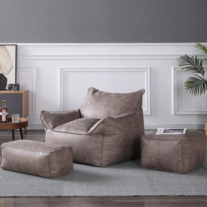 Poltrona <span class=keywords><strong>a</strong></span> <span class=keywords><strong>sacco</strong></span> in pelle scamosciata di lusso con divano <span class=keywords><strong>a</strong></span> <span class=keywords><strong>sacco</strong></span> pigro per interni ottomano non riempito - Product Image 2