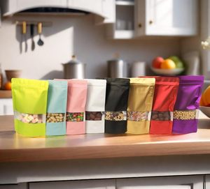 Offre Spéciale – Sachets d'emballage alimentaire en PE de qualité alimentaire avec fermeture éclair personnalisée, thermoscellables, pour aliments, pochettes verticales avec fenêtre et impression sérigraphique du logo - Product Image 3