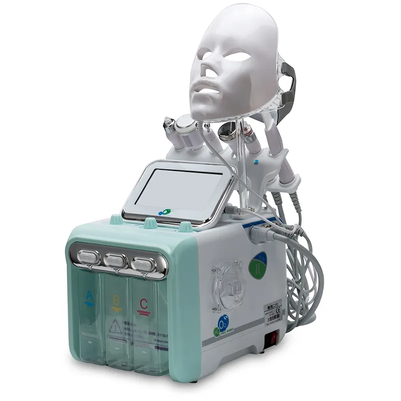 Mesin peremajaan wajah, perangkat kecantikan teknologi baru EMS penghilang jerawat hidra ultrasonik oksigen hidrogen