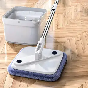 Accesorios de limpieza mágicos, fregona plana de lavado de tela de microfibra, nueva fregona plana giratoria de microfibra húmeda y seca 360, fregona de limpieza de suelo para el hogar