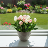 Tulipes artificielles élégantes pour table, fleurs artificielles en pot au toucher réel, décoration de Noël, plastique durable, utilisation intérieure/extérieure