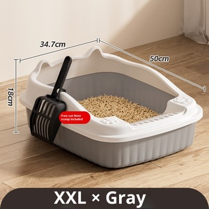 Lettiera per gatti in plastica di grandi dimensioni Semi-chiusa riscaldata eco-friendly Open Design Anti-asporto toilette di alto valore per gattino - Product Image 6