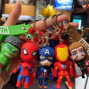 3D PVC siêu quyền lực Avengers Đồ chơi vòng chìa khóa chuỗi phim hoạt hình Marvel Avenger Keychain đồ chơi