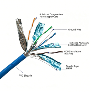 <span class=keywords><strong>Cable</strong></span> Ethernet <span class=keywords><strong>CAT</strong></span> <span class=keywords><strong>6A</strong></span> FTP/STP de Alta Velocidad, 500MHz, Blindado, PVC, <span class=keywords><strong>Cable</strong></span> de Red de 10Gbps, Cobre Puro, LAN, 100m, para Centro de Datos Industrial - Product Image 5